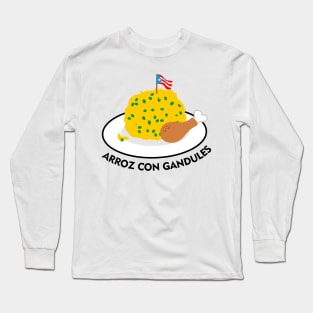 Arroz con Gandules Puerto Rico Food Rice Pigeon Peas Boricua Long Sleeve T-Shirt